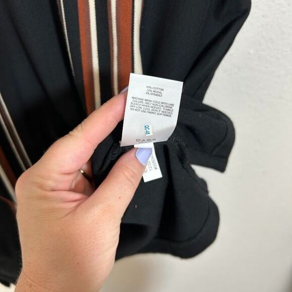 Express Striped Luxe Polo Button Up Shirt Mens M Black Short Sleeve Pique - Picture 6 of 7